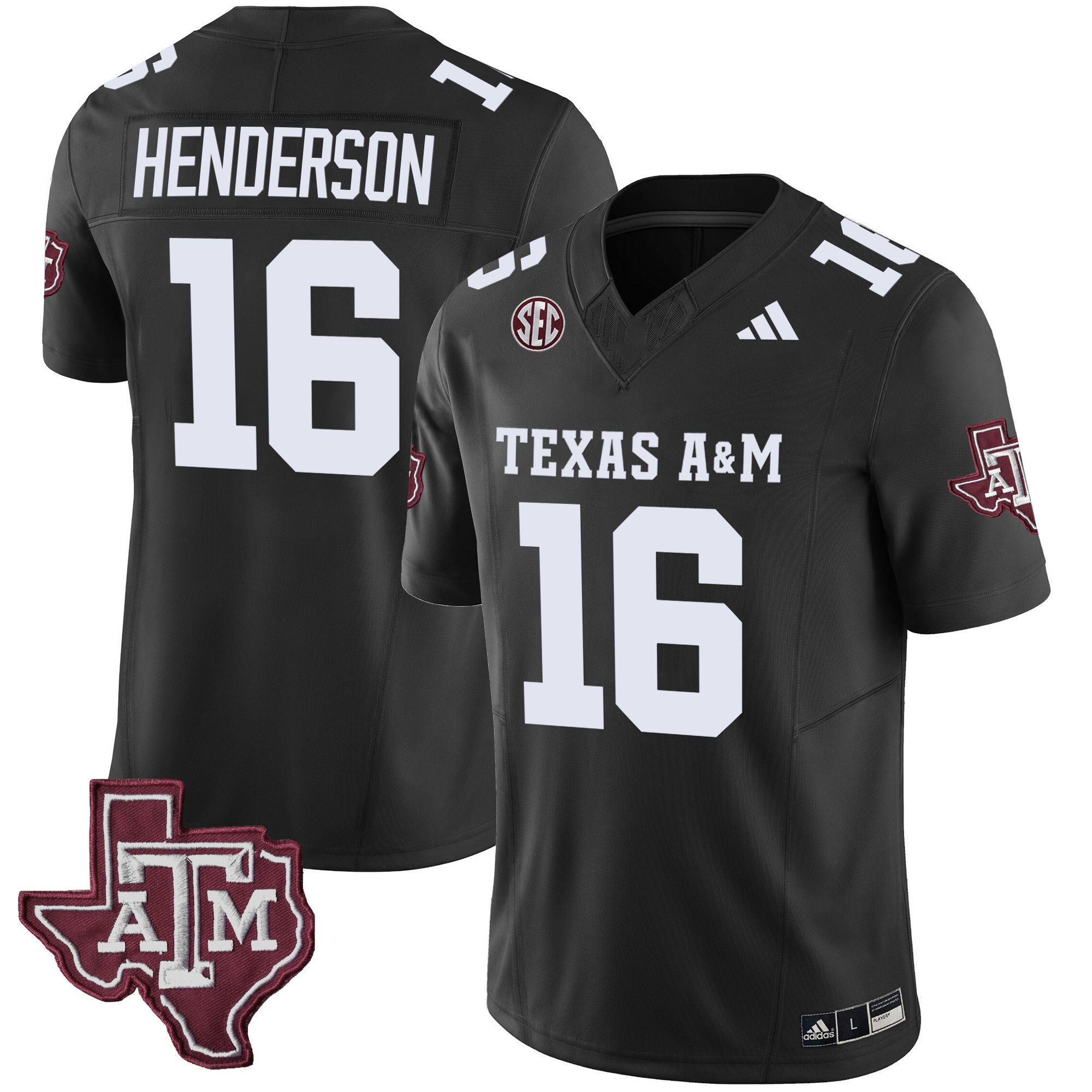Men Texas A&M Aggies #16 Henderson Black 2024 Vapor Limited NCAA Jersey style 1